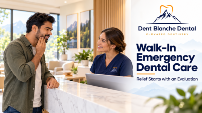 Male patient with tooth pain arriving for a walk-in emergency dental evaluation at Dent Blanche Dental in Princeton, NJ.