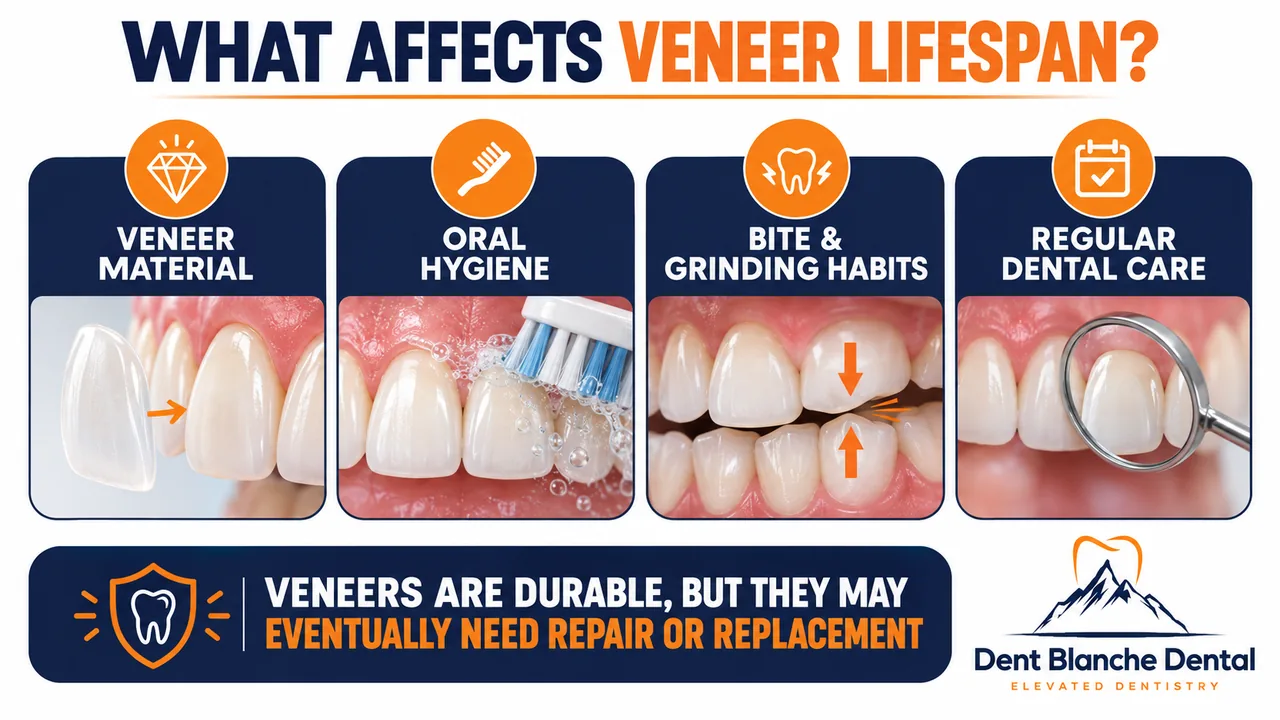 factors-affecting-veneer-lifespan - Dent Blanche Dental Princeton New Jersey Factors affecting veneer lifespan, including veneer material, oral hygiene, teeth grinding and regular dental care.